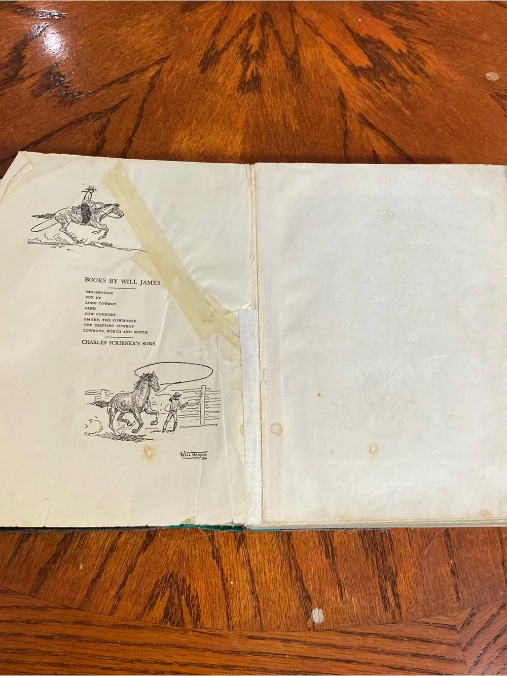 Old Book- Lone Cowboy by Will James also includes a lithograph by CW Anderson